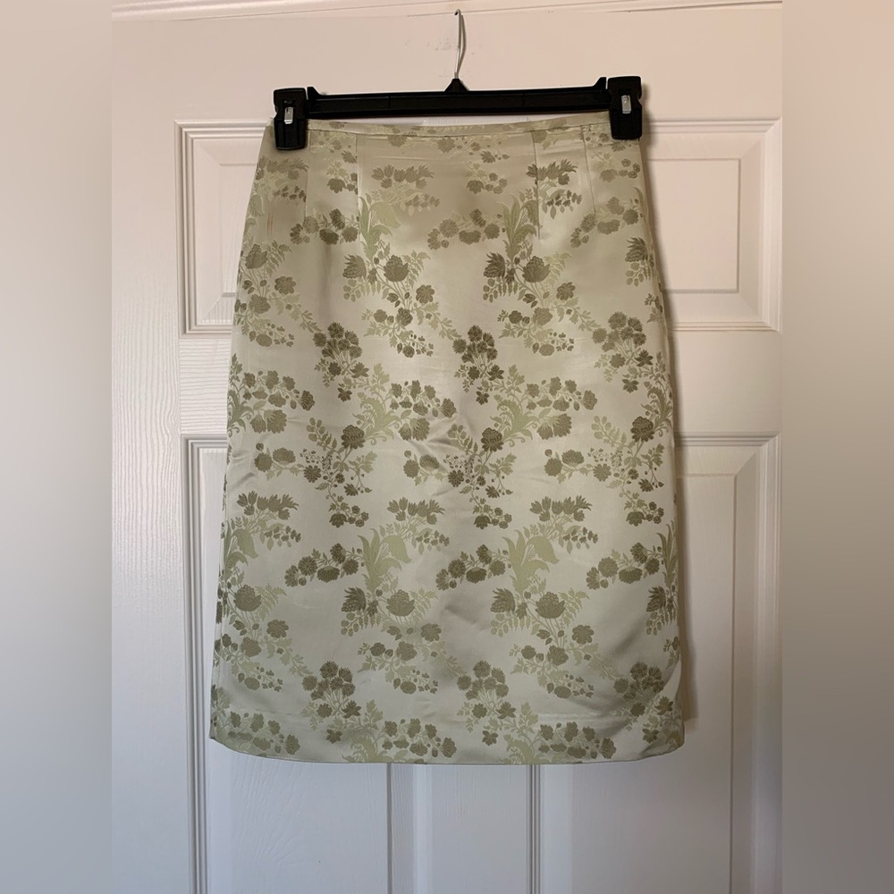 Rickie Freeman Teri Jon Nites Vintage Floral Pencil Skirt,‎ Soft Green, Size 4